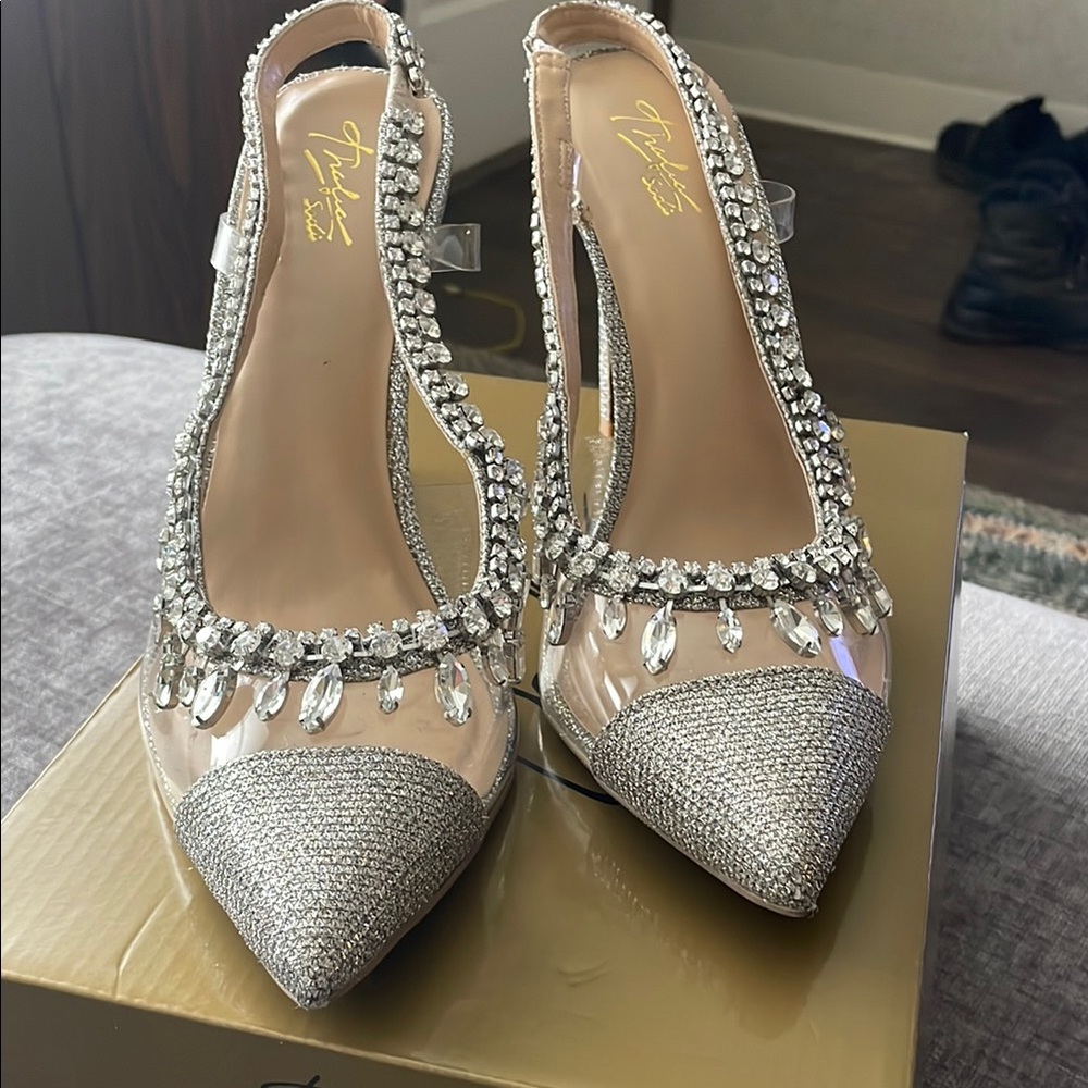 Silver Crystal Embellished Stiletto Heels